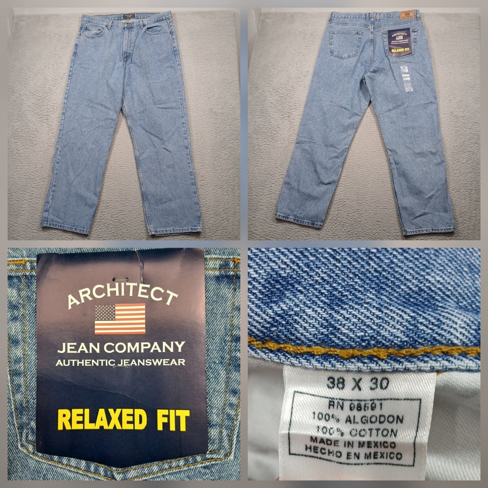 Architect Relaxed Fit Jeans Mens 38x30 Light‎ Wash Denim NWT